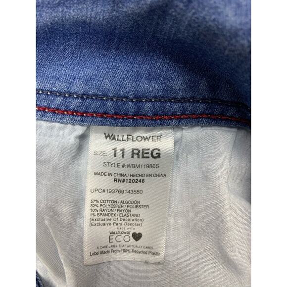 WallFlower Jeans Women's 11 Regular 28x28 The Ultra Fit Blue Denim 2-Button 769 - Picture 4 of 14